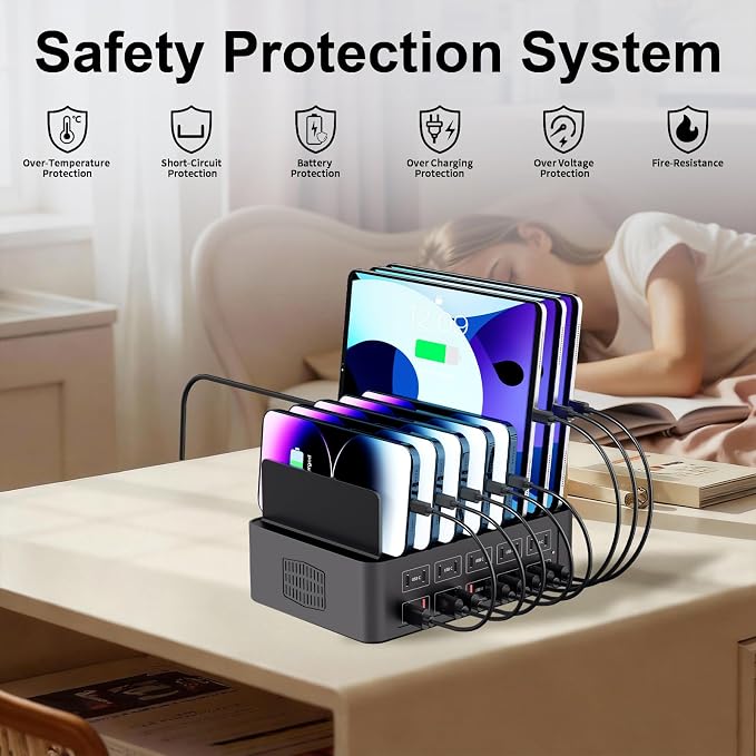 150W/35A Charging Station for Multiple Devices, 20 Port USB C Fast Charging - Image 5