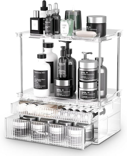 2-Tier 2-Drawer Bathroom Countertop Organizer : Large Multi-Purpose Makeup by Acina