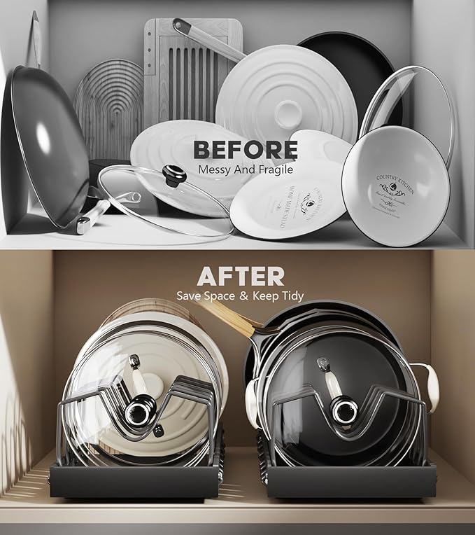Pull Out Pots and Pans Organizer Under Cabinet, Sliding Lid Holder and Pan Rack - Image 4