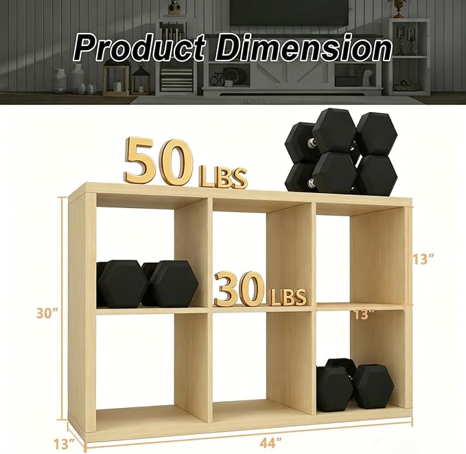 CTESNE【2026 Wooden Thick Frame 6 Cube Storage Organizer Shelf - Image 3