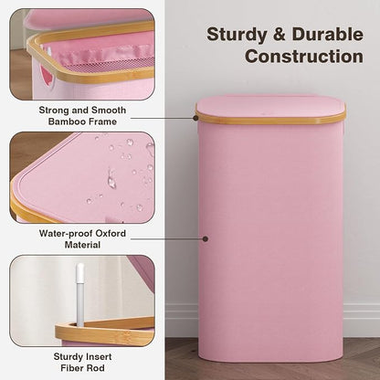 Bathola Laundry Hamper with Lid, Laundry Basket with Removable Bag, - Image 6