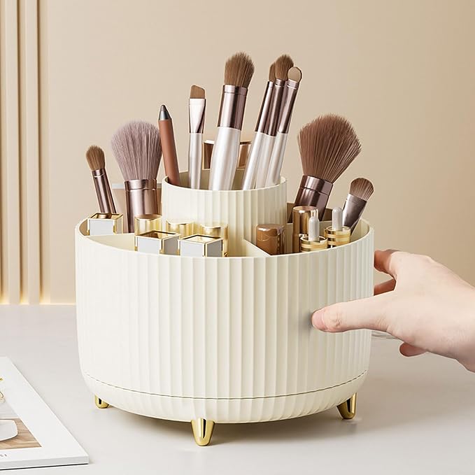 360 Degree Rotating Makeup Brush Holder Organizer Detachable Design 5 Slot Make by YZEASYPINK