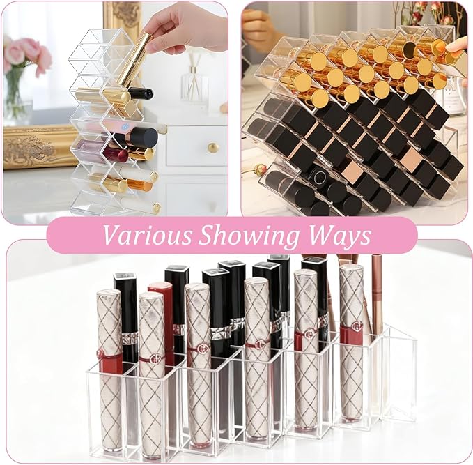4 Pcs Lipstick Holder Organizer 16 Spaces Acrylic Stackable Fish Shape Lipstick - Image 7