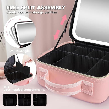 Travel Makeup Bag with Removable Mirror, Cosmetic Organizer Bag with Mirror - Image 5