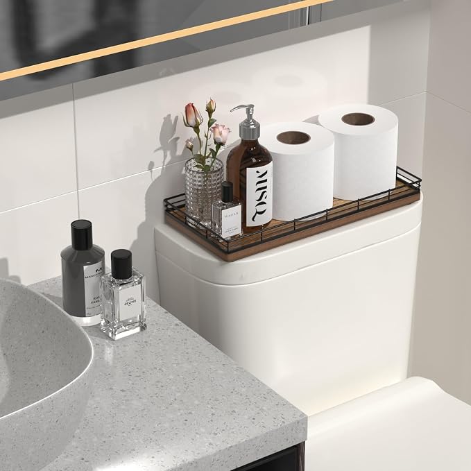 Acacia Bathroom Toilet Tank Tray, Vanity Tray - Image 3