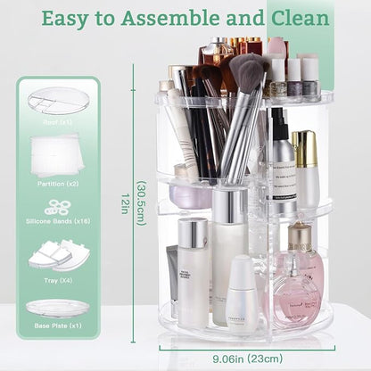 360 Rotating Makeup Organizer, DIY Adjustable Spinning Holder, Foldable - Image 2