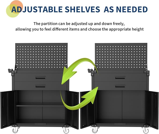 GarveeHome Rolling Tool Cabinet, Heavy Duty Steel Garage Storage Cabinet - Image 6