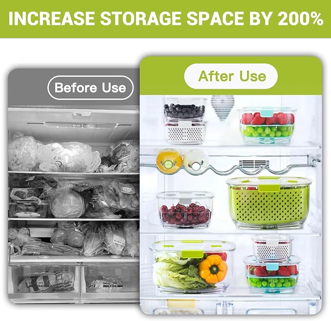 LUXEAR Fresh Produce Vegetable Fruit Storage Containers 3Piece Set, BPA-free - Image 2
