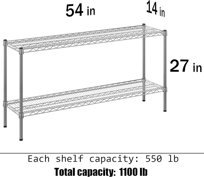 14" Deep x 54" Wide x 27" Height Wire Shelving Kit | 2-Tier | NSF Commercial - Image 3