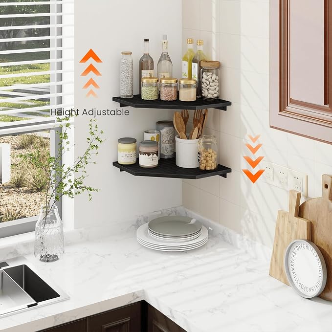Corner Shelf Wall Mount, Cable Box, Wood Hanging Storage Shelf Organizer - Image 6