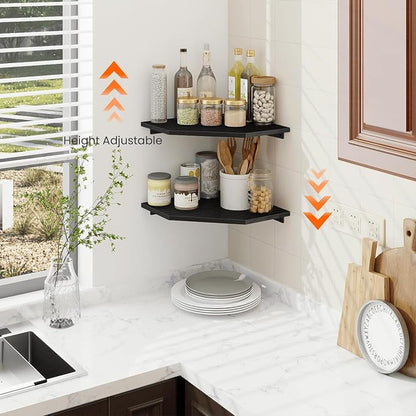 Corner Shelf Wall Mount, Cable Box, Wood Hanging Storage Shelf Organizer - Image 6