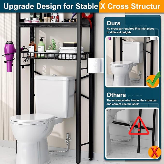Over The Toilet Storage Cabinet, 4 Tier Bathroom Organizer and Storage - Image 5