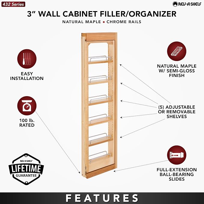 Rev-A-Shelf 3"W x 42"H Pull Out Quad Shelf Organizer - Image 4