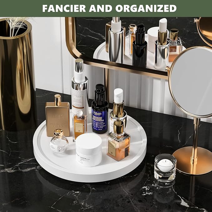 Turntable Vanity Tray 10 Inch for Perfume Candle, Bamboo Kitchen Sink - Image 3