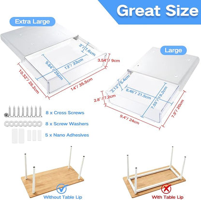 OSPNIEEK Self-adhesive Under Desk Drawer Organizer, 2 Pack Table Hidden Slide - Image 5