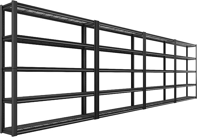 REIBII 48" W Garage Shelving Heavy Duty Load 2500LBS, 5 Tier Storage Shelves by REIBII