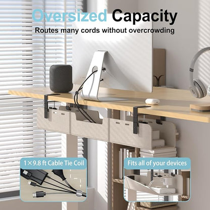 Under Desk Cable Management Tray, No-Drill Upgraded Thickened Felt Cord - Image 2