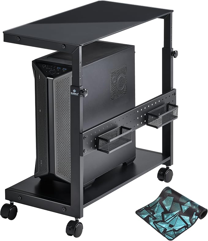 EUREKA ERGONOMIC PC Stand Computer Cart Frosted Glass, Height Adjustable Tower by EUREKAERGONOMIC