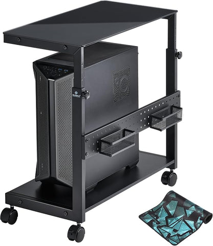 EUREKA ERGONOMIC PC Stand Computer Cart Frosted Glass, Height Adjustable Tower by EUREKAERGONOMIC