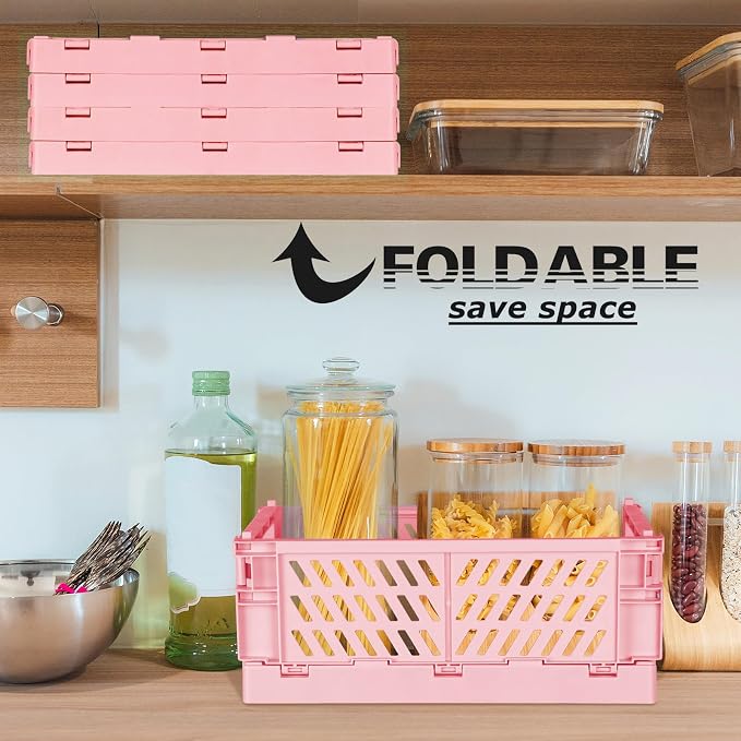 Tixill 2-Pack Mini Foldable Plastic Storage Box Mini Plastic Baskets - Image 6