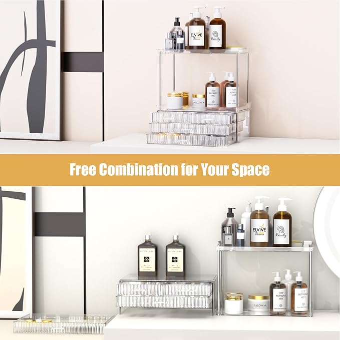Acina 2-Tier Bathroom Organizer Countertop: Multi-Purpose Makeup Organizer - Image 5