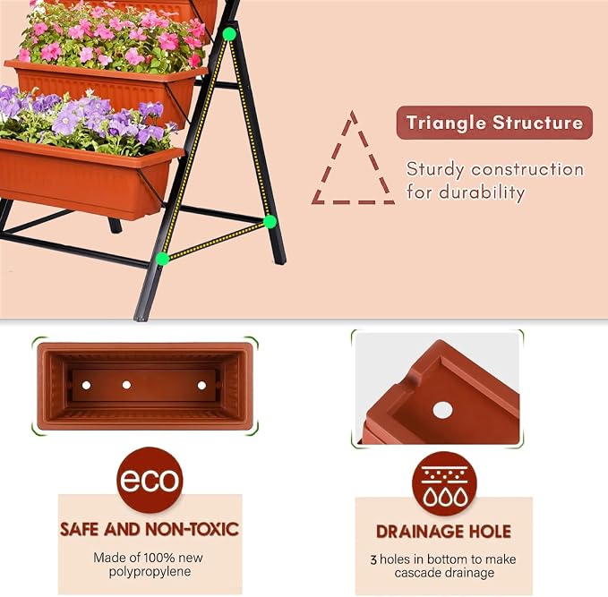 SEJOV 4FT Vertical Raised Garden Bed, 5 Tiers Planter Box - Image 5