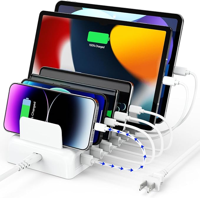 Charging Station for Multiple Devices, Honcila 50w 6 Port Fast Charger Stations by Honcila
