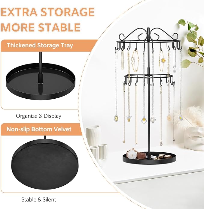 iDavosic.ly 2 Tier Rotating Necklace Organizer - Image 3