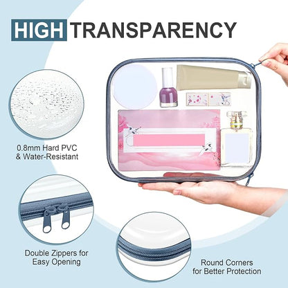 Hoolerry 4 Pcs Hard Clear Zipper Case Makeup Bags Plastic Pencil Pouch - Image 3