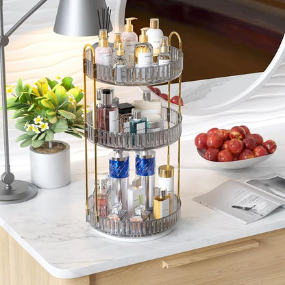 GTI 360°Rotating Makeup Organizer, 3 Tier Large Capacity Perfume Cosmetics - Image 6