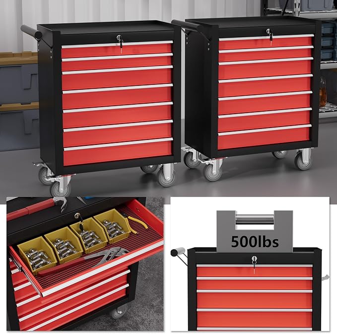 7-Drawer Tool Chest, Rolling Tool Cart - Image 6