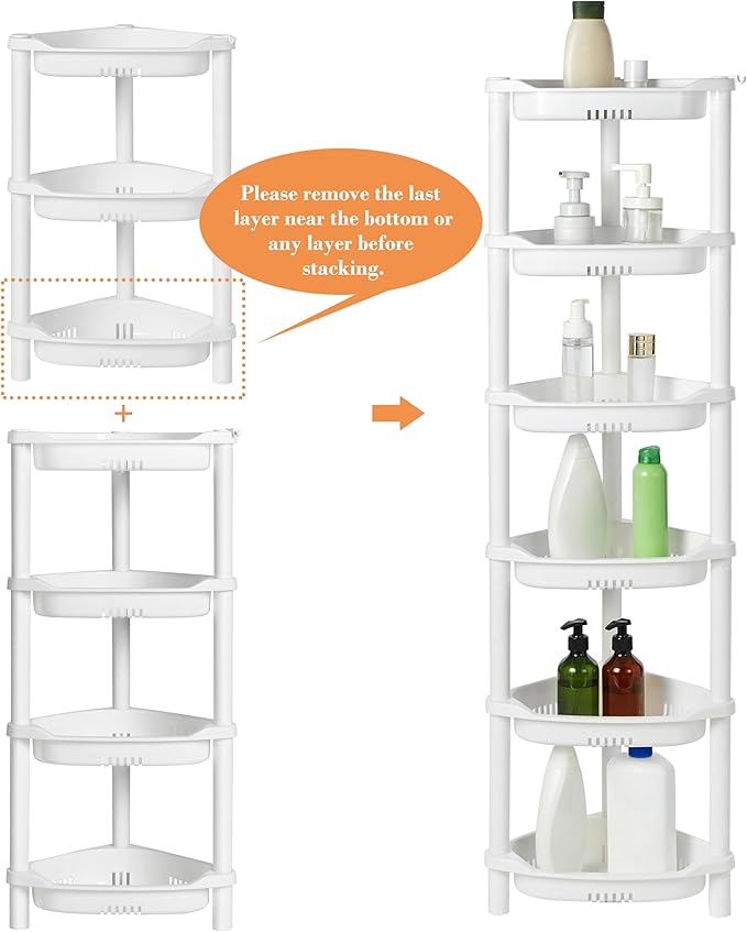 ELYKEN Corner Shower Caddy Standing, 4 Tier Plastic Shower Organizer - Image 5