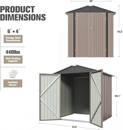 JUMMICO Metal Outdoor Storage Shed 6 x 8 FT Metal Shed - Image 4