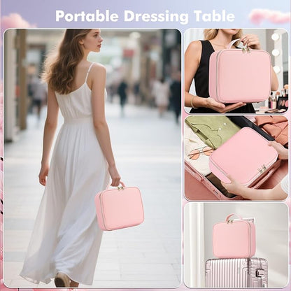 Travel Makeup Bag with Removable Mirror, Cosmetic Organizer Bag with Mirror - Image 6