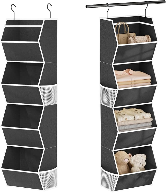 Hanging Closet Organizer Bins for Closet Organization Storage 4 Shelf Black by Wawocs