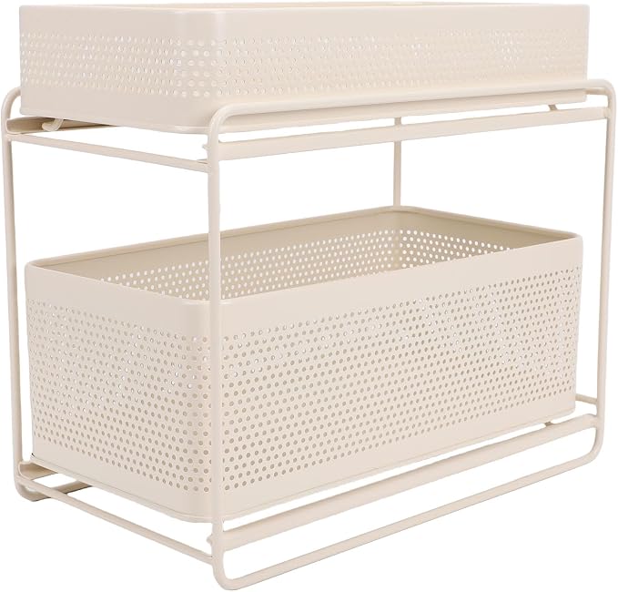 Slide Out Under Sink Organizer, 2 Tier Steel Sink Shelf Cabinet Storage by Yechiry
