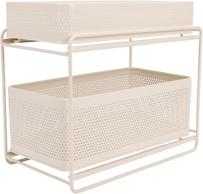 Slide Out Under Sink Organizer, 2 Tier Steel Sink Shelf Cabinet Storage by Yechiry