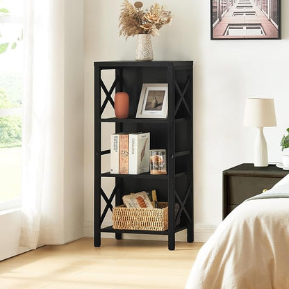 Small Bookshelf, 4 Tier Industrial Bookcase - Image 4