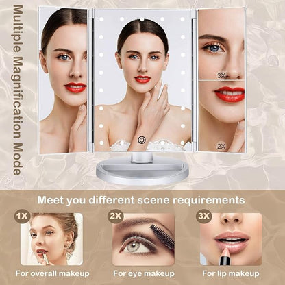 Tri-fold Lighted Vanity Makeup Mirror - Image 4