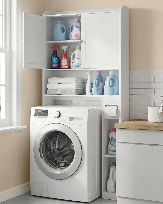 VASAGLE Over the Toilet Storage Cabinet, Adjustable Shelves, Space-Saving | - Image 2