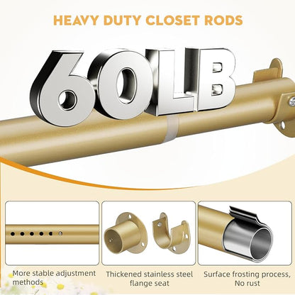 1.3 Inch Diameter Closet Rods for Hanging Clothes 17-64 Inch Adjustable - Image 4