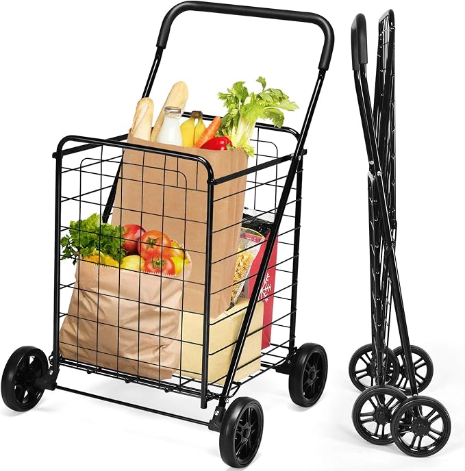Goplus Shopping Carts for Groceries, Heavy Duty Folding Shopping Cart by Goplus