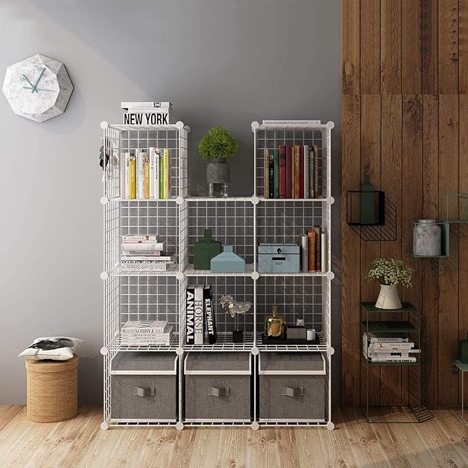 C&AHOME Wire Cube Storage, 12-Cube Storage Organizer Metal, C Grids Storage - Image 5