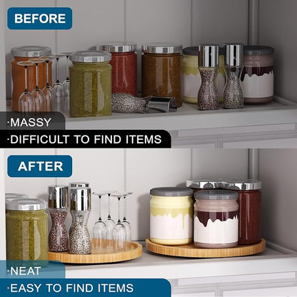 Lazy Susan Organizer for Kitchen, Bamboo Turntable for Cabinet, Small（Natural） - Image 5