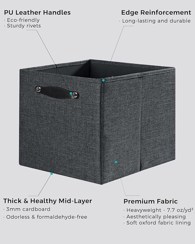 Foldable Fabric Storage Bins Cubes, Graphite Gray, 4 Pack - Image 3