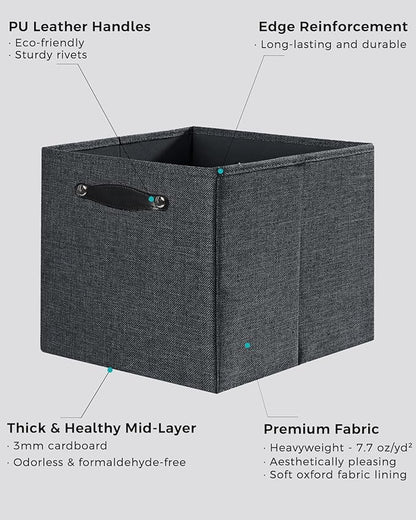 Foldable Fabric Storage Bins Cubes, Graphite Gray, 4 Pack - Image 3