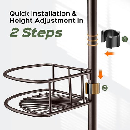 HAMITOR Shower Caddy Tension Pole: 4-Tier Rustproof Bathroom Corner Shelf - Image 4