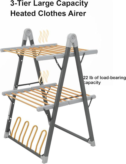Electric Heated Clothes Drying Rack, Foldable Heated Garment Dryer - Image 3