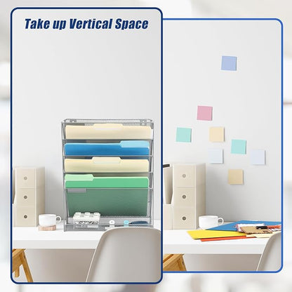 EASEPRES Desk File Organizer Mesh 6-Tier, Hanging Wall Mount Document - Image 2