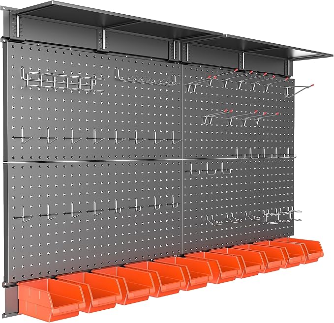 TORACK Metal Pegboard with Peg Board Hooks, Tools Storage Pegboard with by TORACK